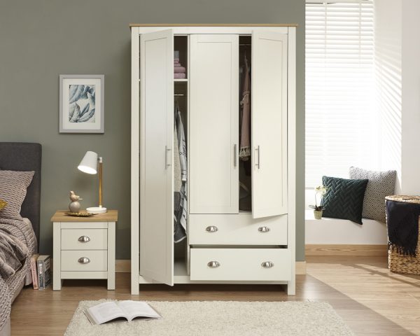 Cream 3 door 2 drawer Lancaster wardrobe