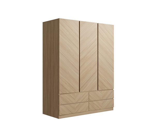 catania 3 door 4 drawer wardrobe in light wood