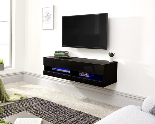 galacia black wall mounted tv unit