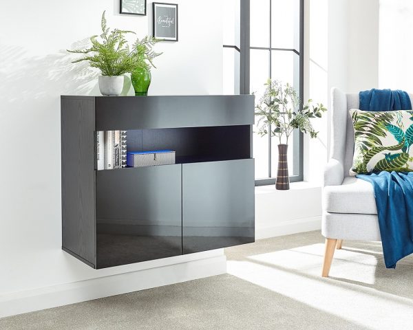 galacia black wall mounted sideboard