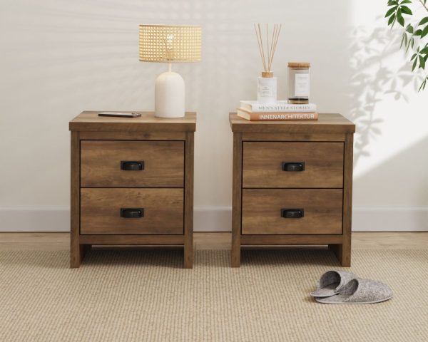 pair of oak colour boston bedside tables