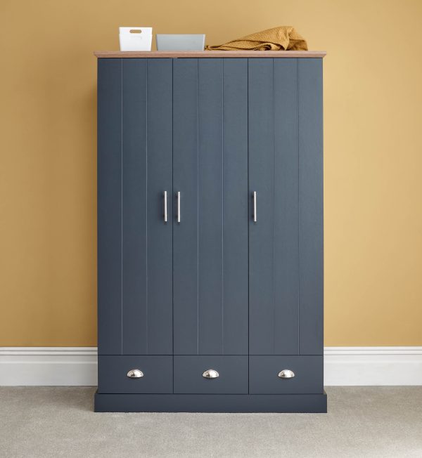 slate kendal 3 door 3 drawer wardrobe