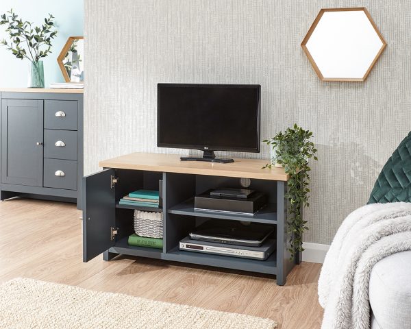 small lancaster tv unit in slate